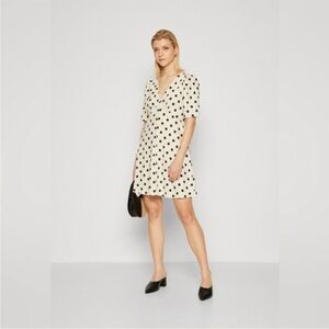 GAP linen blend polka dot button mini dress
